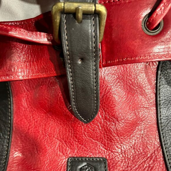 Genuine Italian Leather Backpack - Red - Unisex - Picture 2 of 16